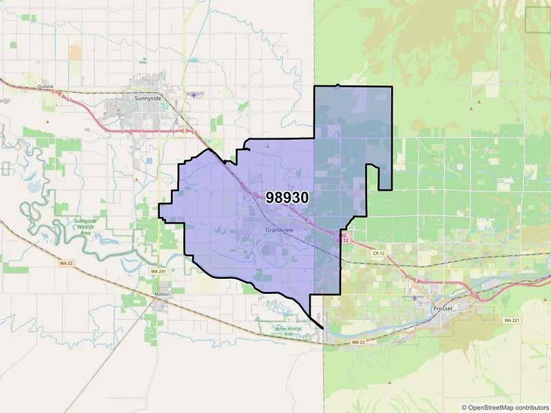 Map of ZIP Code 98930 — Grandview, WA