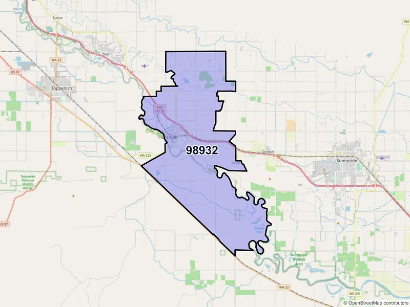 Map of ZIP Code 98932 — Granger, WA