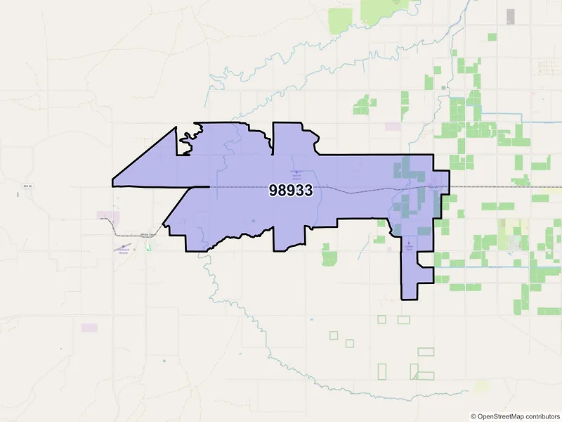 Map of ZIP Code 98933 — Harrah, WA
