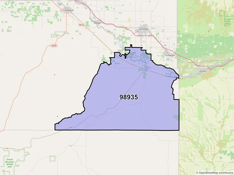 Map of ZIP Code 98935 — Mabton, WA