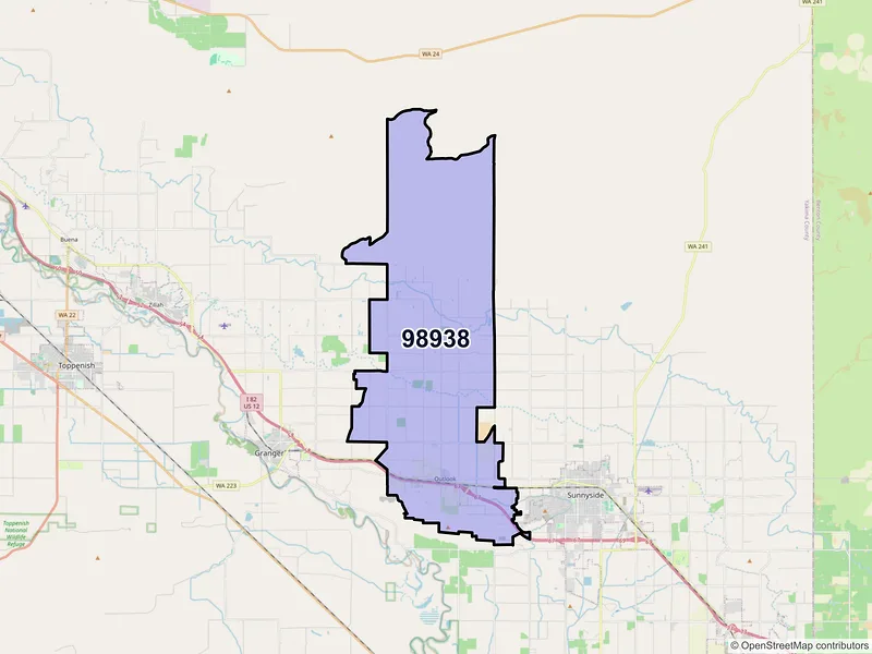 Map of ZIP Code 98938 — Outlook, WA