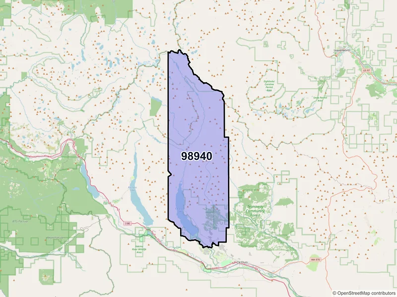 Map of Ronald, Washington and ZIP codes