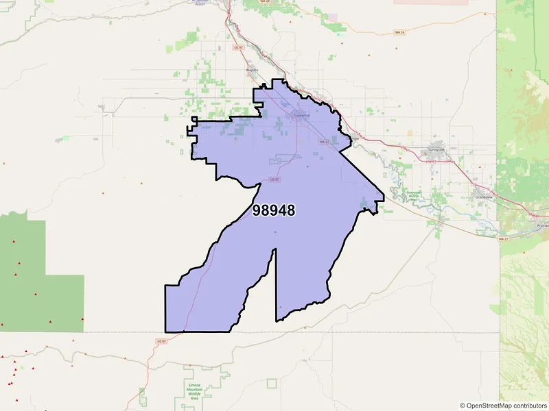 Map of ZIP Code 98948 — Toppenish, WA