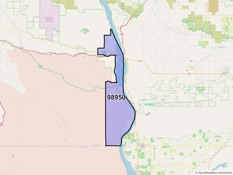 Map of Vantage, Washington and ZIP codes