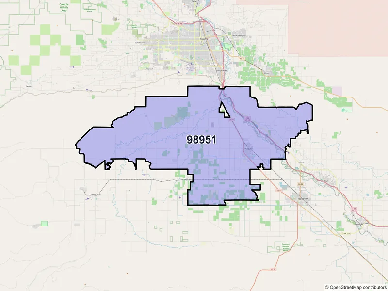 Map of ZIP Code 98951 — Wapato, WA
