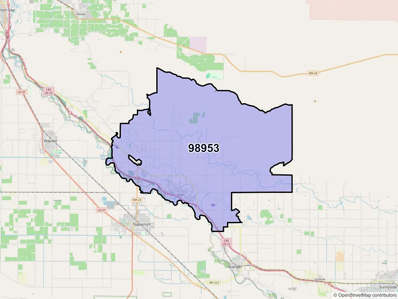Map of ZIP Code 98953 — Zillah, WA