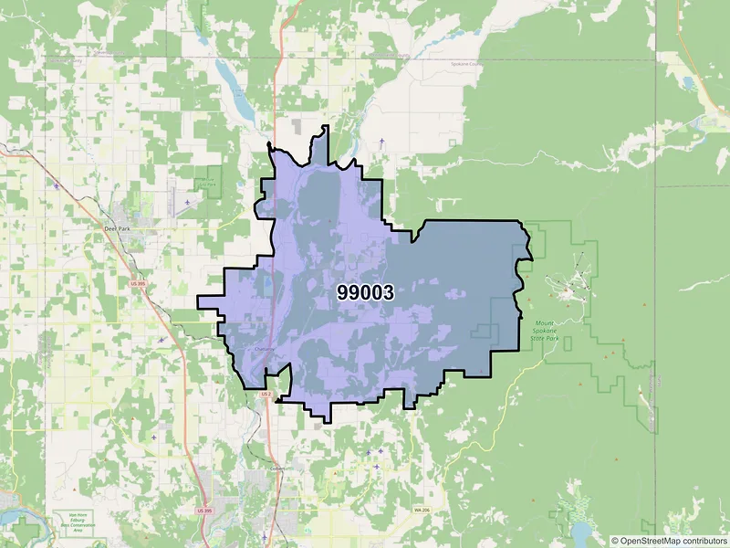 Map of ZIP Code 99003 — Chattaroy, WA
