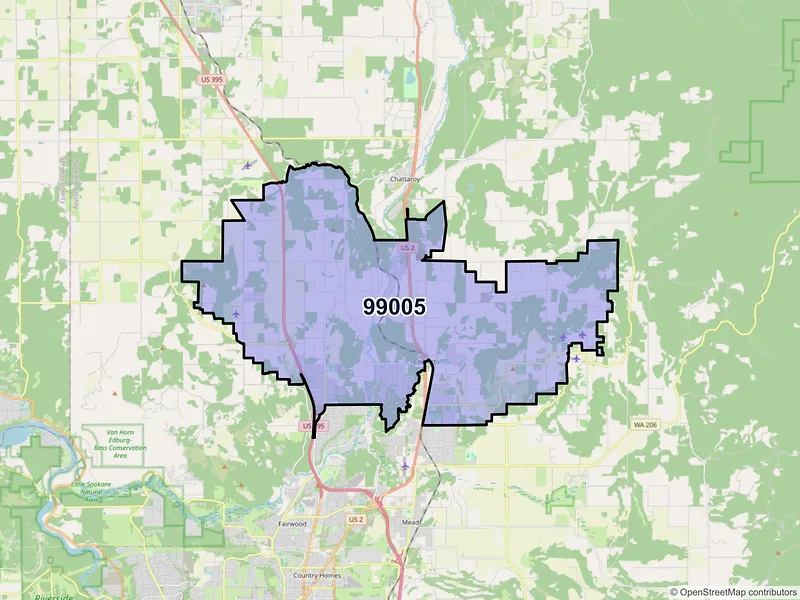 Map of ZIP Code 99005 — Colbert, WA