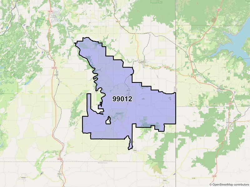 Map of ZIP Code 99012 — Fairfield, WA