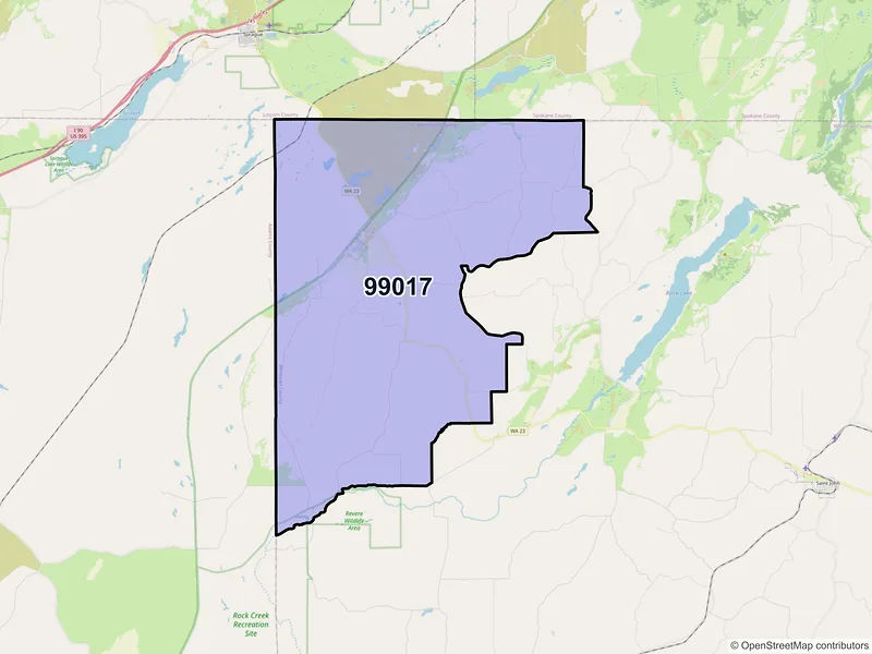 Map of ZIP Code 99017 — Lamont, WA
