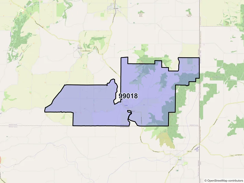 Map of ZIP Code 99018 — Latah, WA