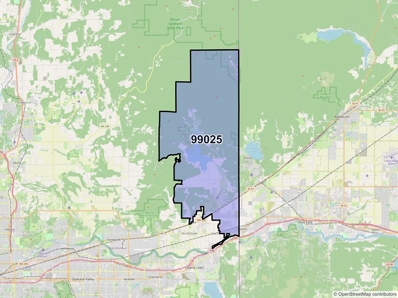 Map of ZIP Code 99025 — Newman Lake, WA
