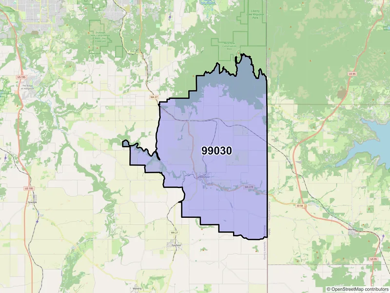 Map of ZIP Code 99030 — Rockford, WA
