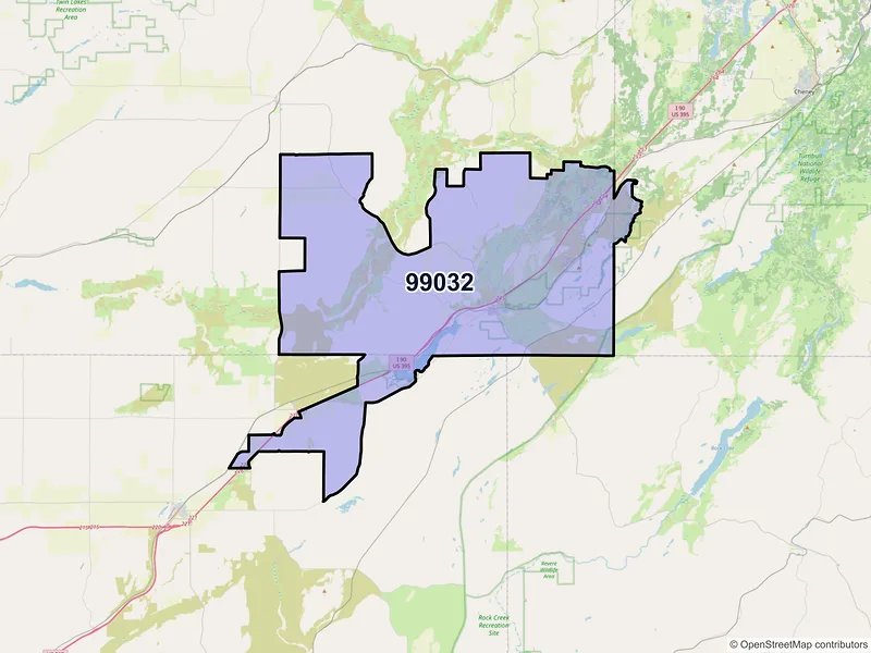 Map of Sprague, Washington and ZIP codes