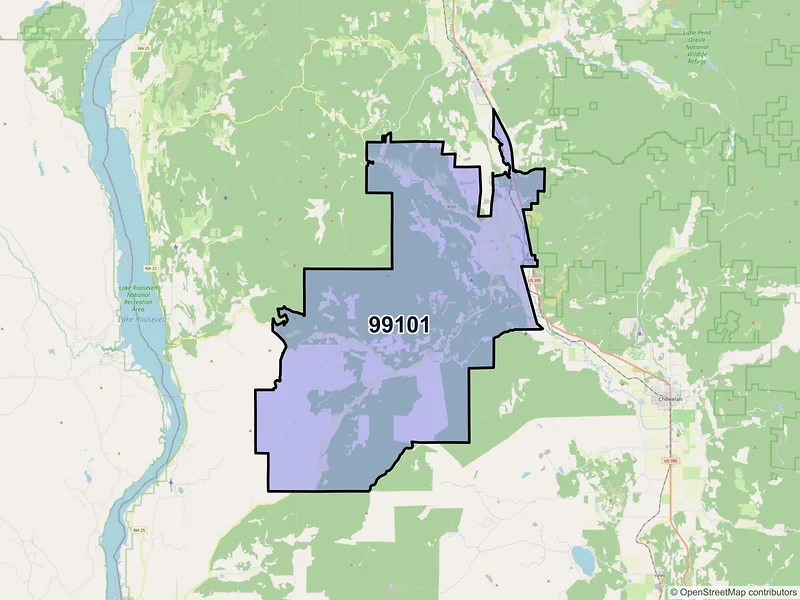 Map of ZIP Code 99101 — Addy, WA