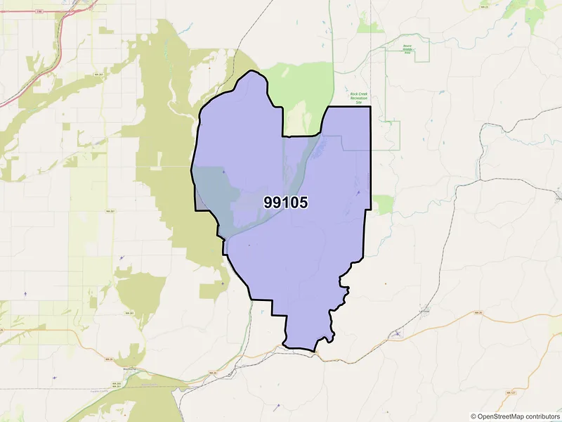 Map of ZIP Code 99105 — Benge, WA