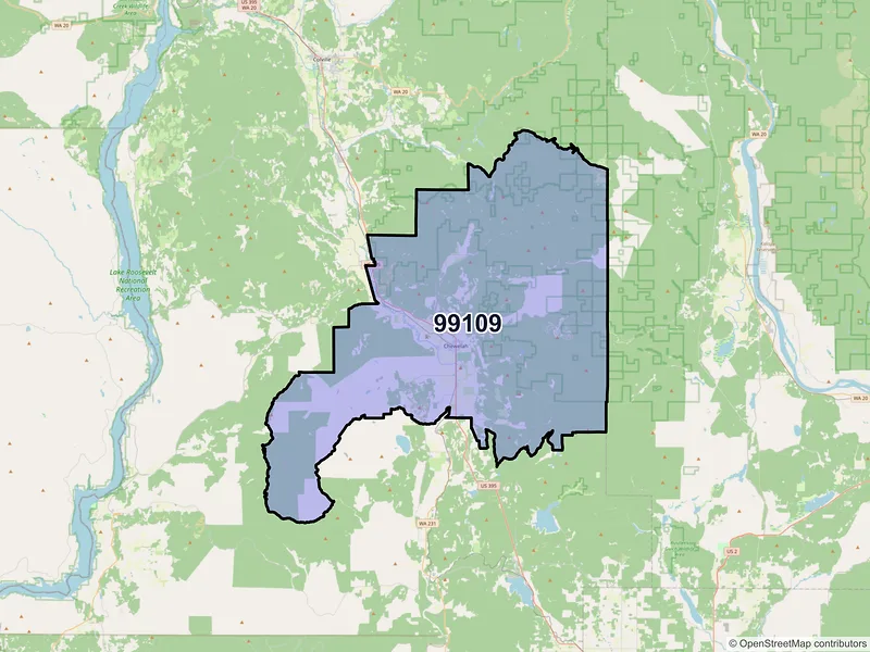 Map of ZIP Code 99109 — Chewelah, WA