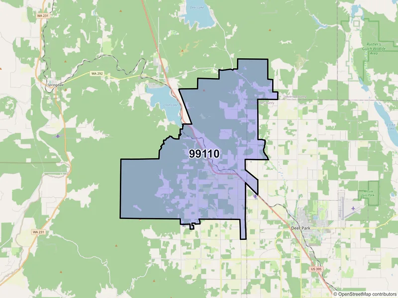 Map of ZIP Code 99110 — Clayton, WA