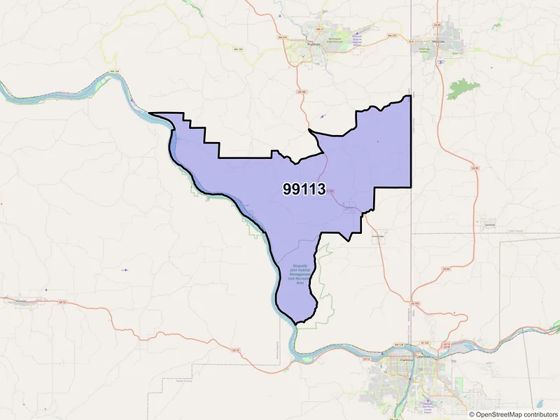 Map of ZIP Code 99113 — Colton, WA