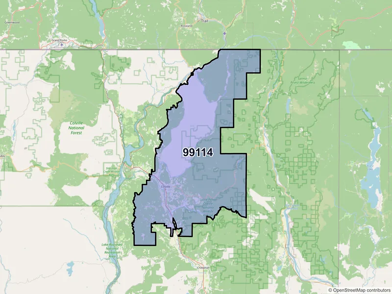 Map of ZIP Code 99114 — Colville, WA