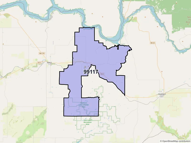Map of ZIP Code 99117 — Creston, WA