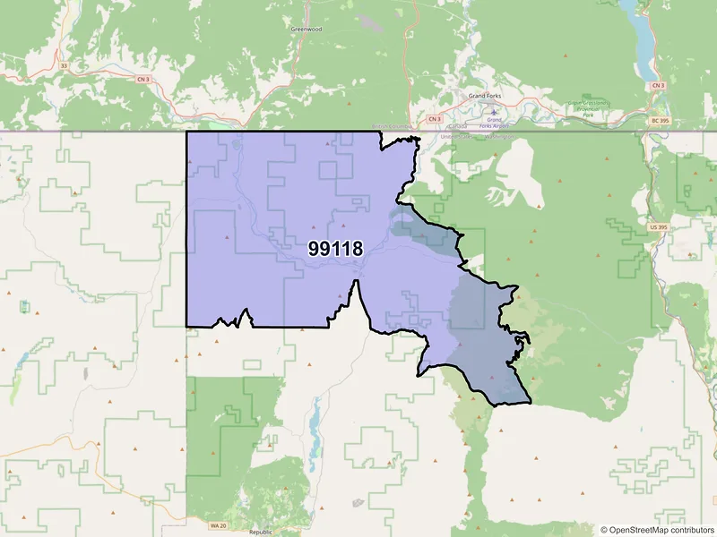 Map of ZIP Code 99118 — Curlew, WA