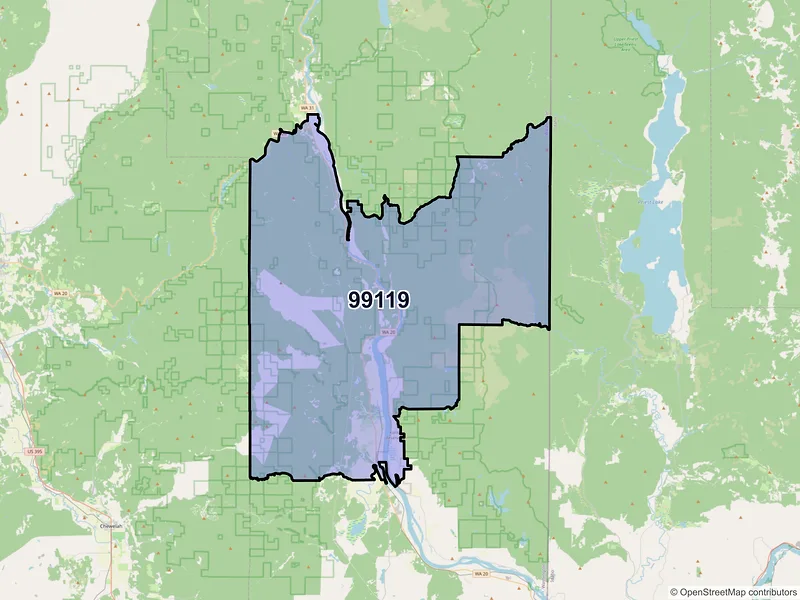 Map of ZIP Code 99119 — Cusick, WA
