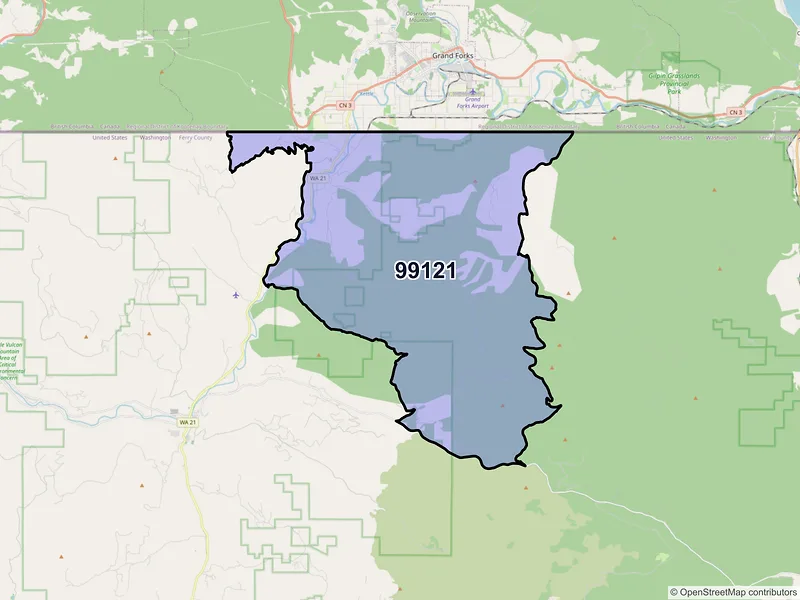 Map of ZIP Code 99121 — Danville, WA