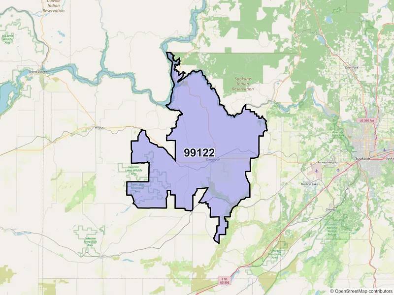 Map of ZIP Code 99122 — Davenport, WA