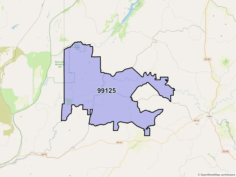 Map of Endicott, Washington and ZIP codes