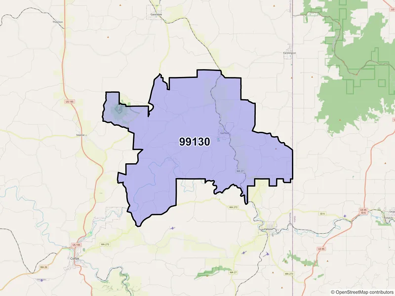 Map of ZIP Code 99130 — Garfield, WA