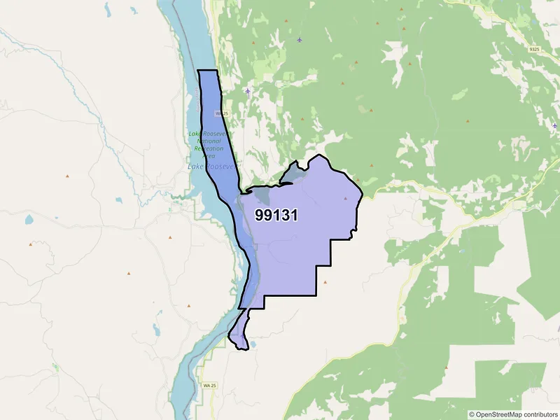 Map of ZIP Code 99131 — Gifford, WA