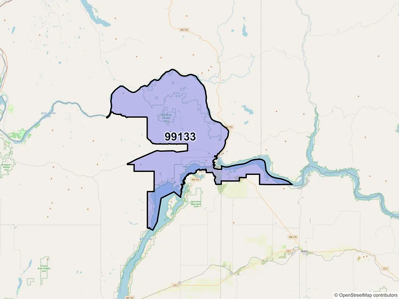 Map of ZIP Code 99133 — Grand Coulee, WA