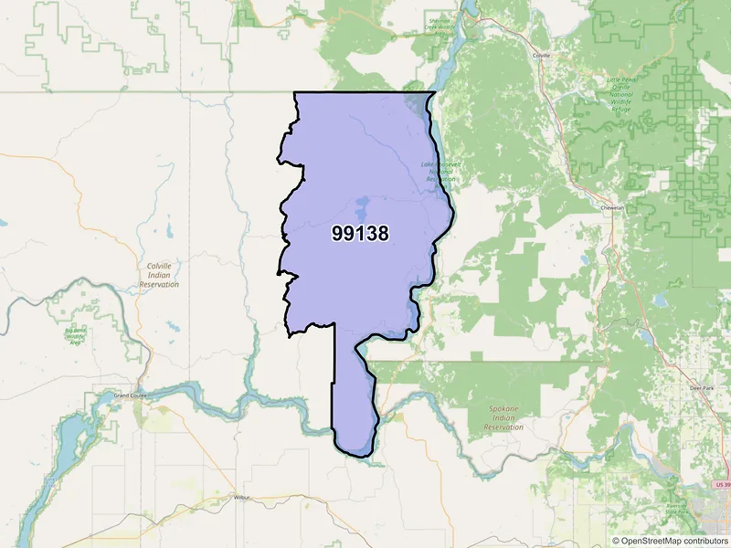 Map of ZIP Code 99138 — Inchelium, WA