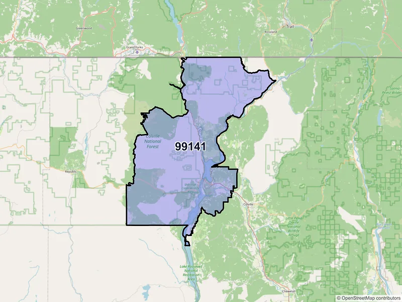 Map of ZIP Code 99141 — Kettle Falls, WA