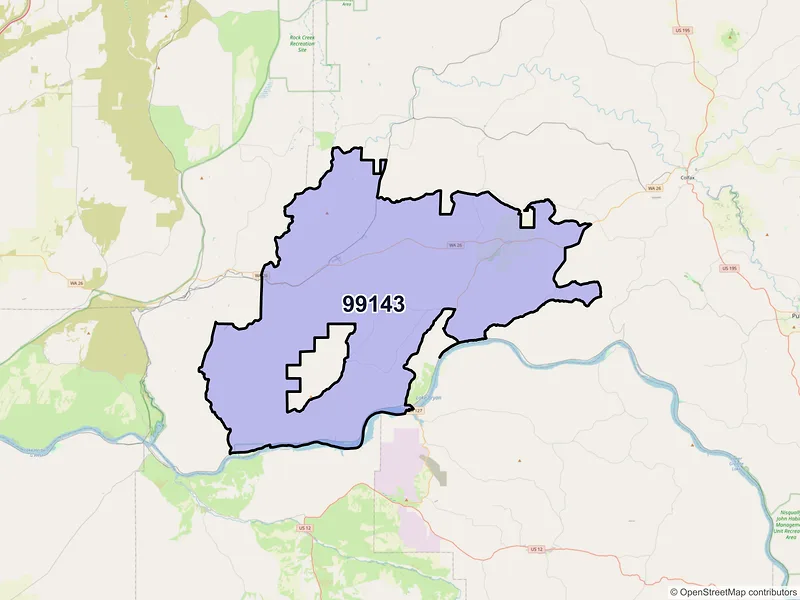 Map of ZIP Code 99143 — Lacrosse, WA