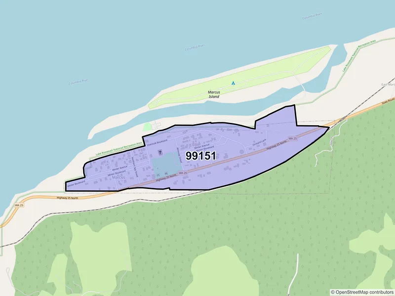 Map of Marcus, Washington and ZIP codes