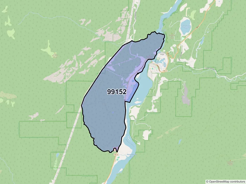 Map of Metaline, Washington and ZIP codes