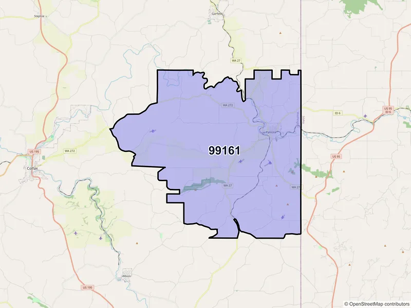 Map of ZIP Code 99161 — Palouse, WA