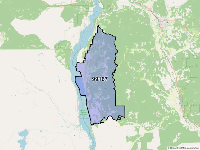 Map of ZIP Code 99167 — Rice, WA