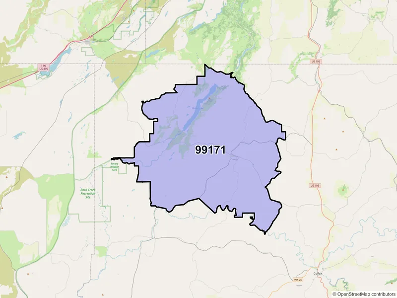 Map of ZIP Code 99171 — Saint John, WA