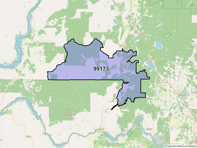 Map of ZIP Code 99173 — Springdale, WA