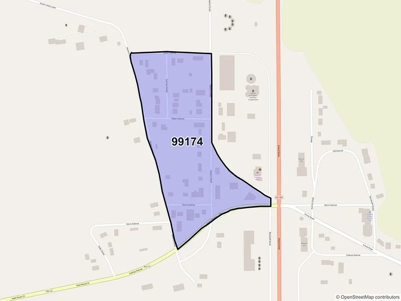 Map of Steptoe, Washington and ZIP codes