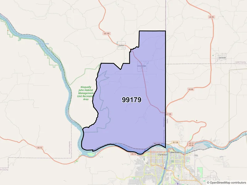 Map of ZIP Code 99179 — Uniontown, WA