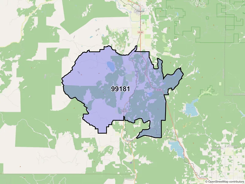 Map of ZIP Code 99181 — Valley, WA