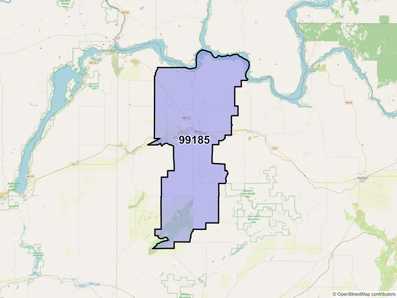 Map of ZIP Code 99185 — Wilbur, WA