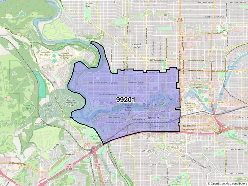 Map of ZIP Code 99201 — Spokane, WA