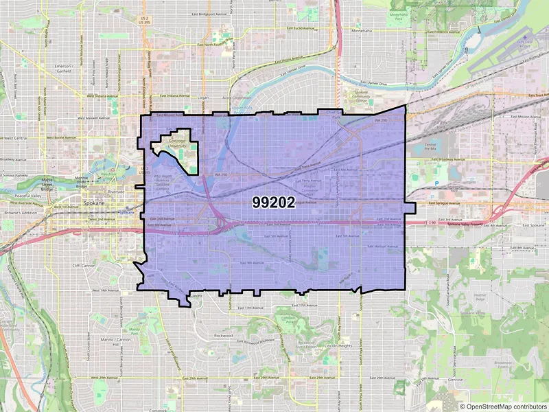 Map of ZIP Code 99202 — Spokane, WA