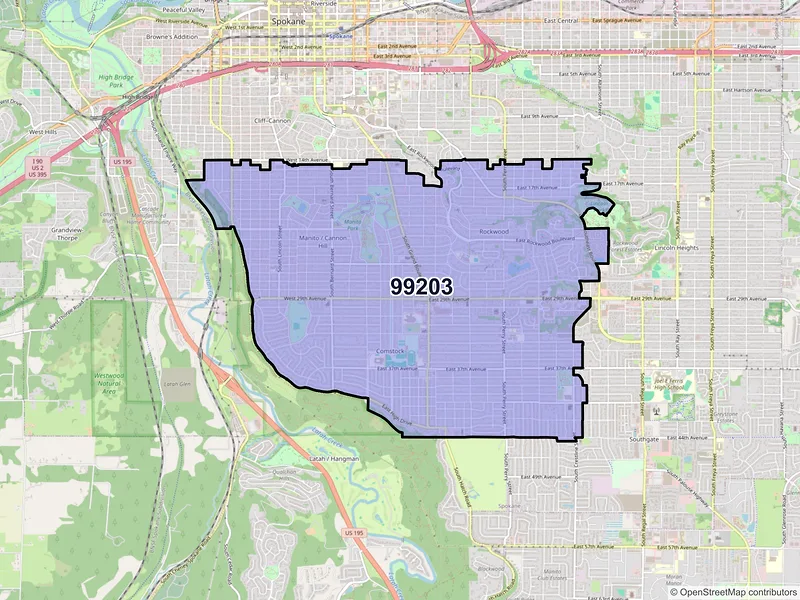 Map of ZIP Code 99203 — Spokane, WA