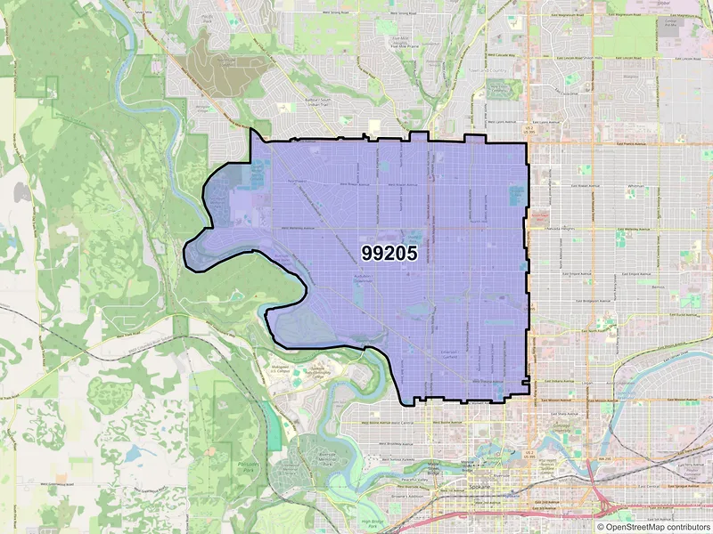 Map of ZIP Code 99205 — Spokane, WA